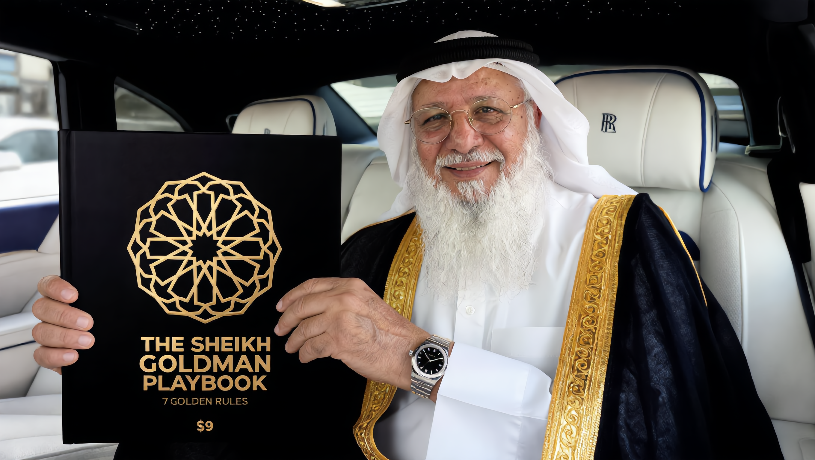 Sheikh Goldman holding The Sheikh Goldman Playbook